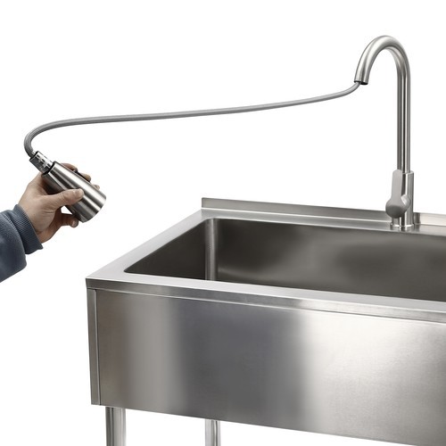 Commercial Stainless Steel Sink Laundry Kitchen Sink Utility Sink w/Drain-pipe