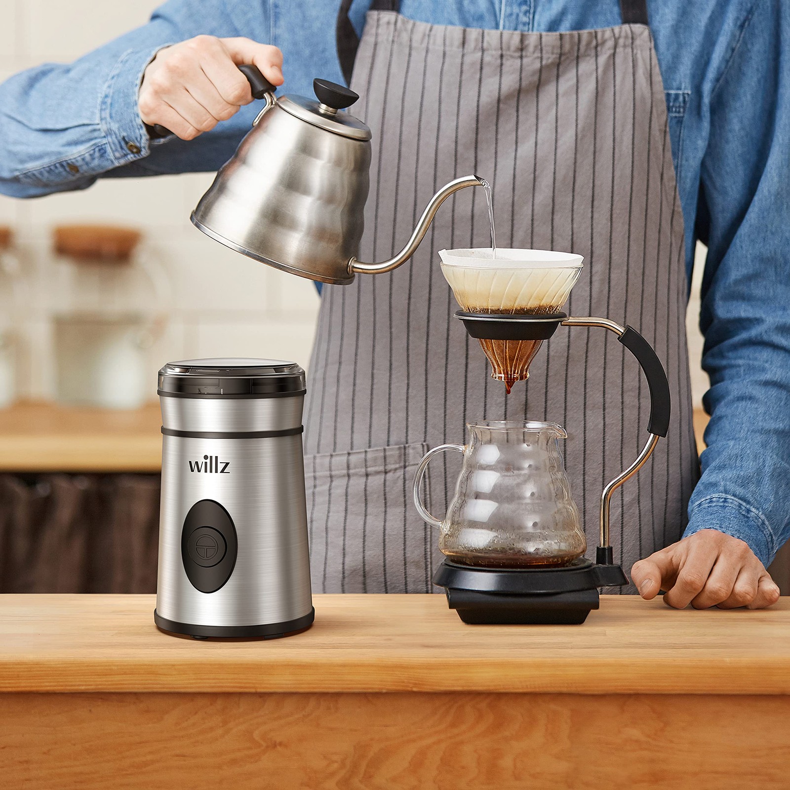 Willz Electric Coffee Grinder For Coffee Beans Spices Herbs Easy On/Off Button