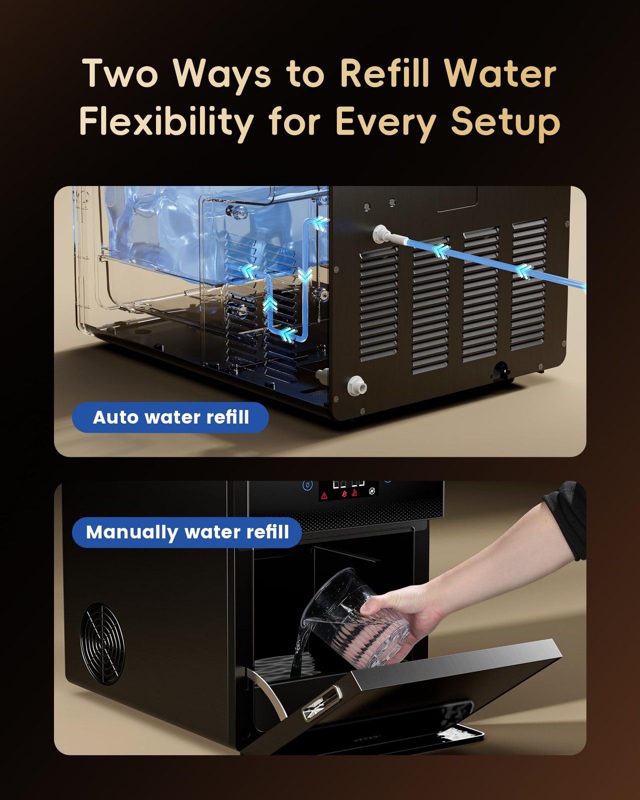 ecozy 2″ Clear Ice Ball Maker Countertop with CrystalFlux Technology, 4 Black