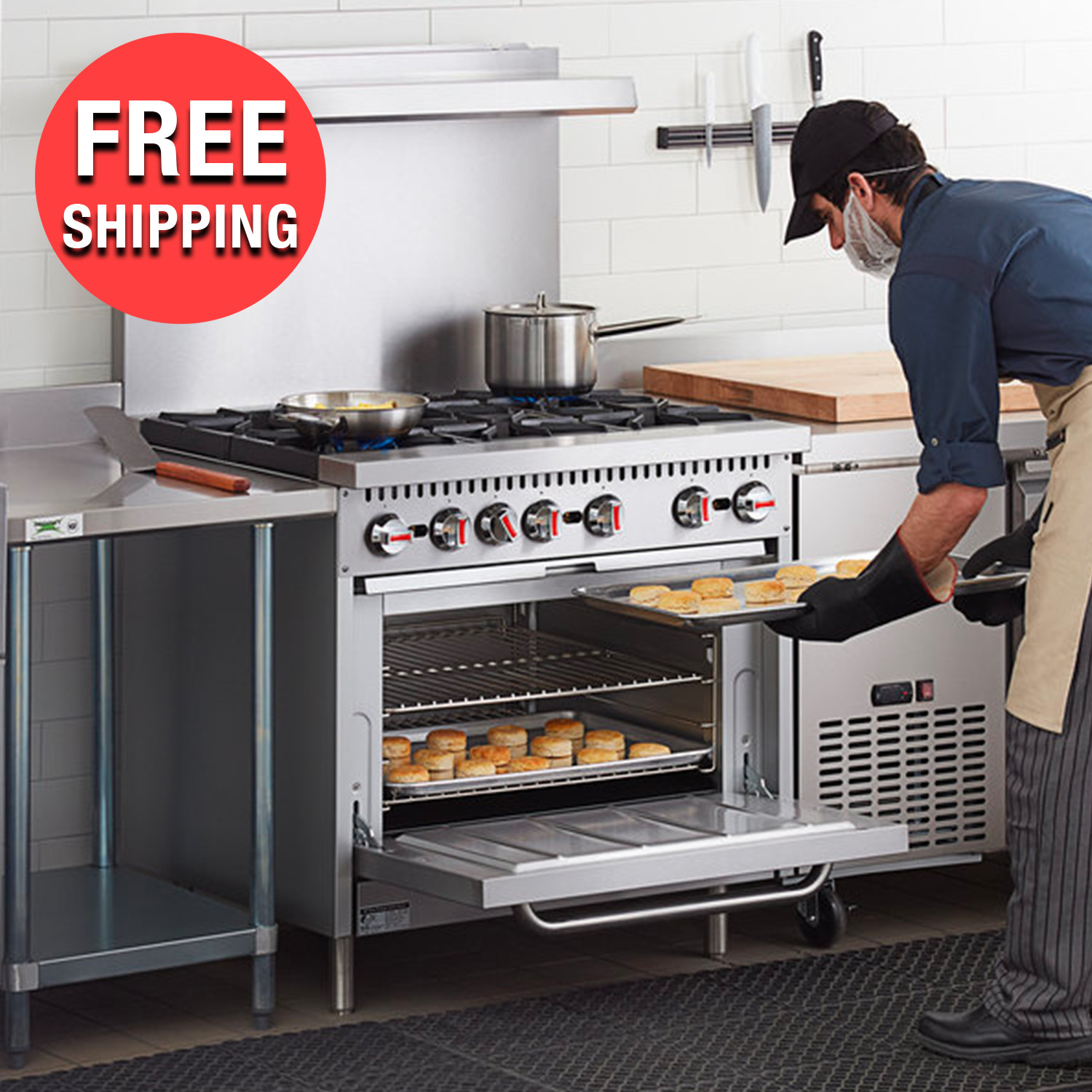 Commercial Kitchen 36″ Liquid Propane 6 Burner Range w/ Standard Oven Restaurant