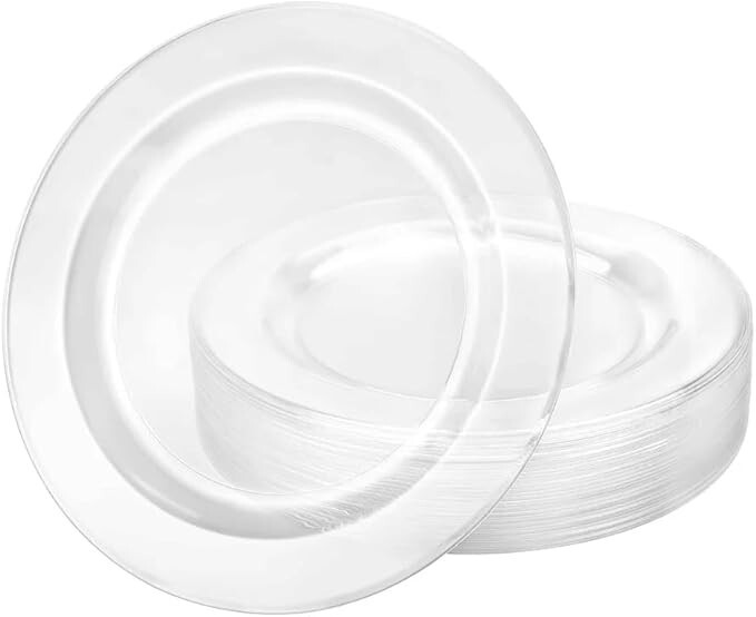 9 inch Disposable Elegant Clear Round Dinner Plate 210pcs