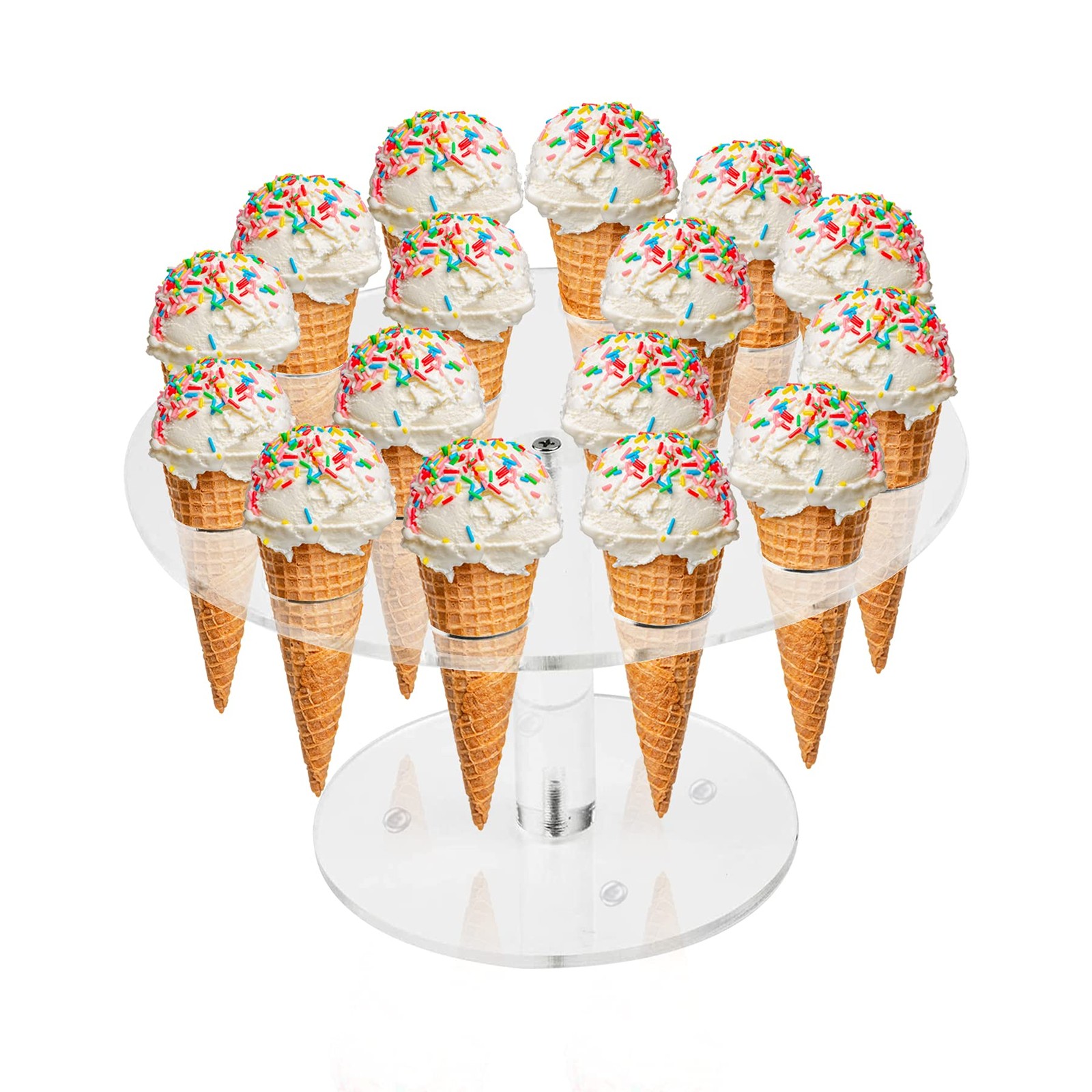 Clear Acrylic Ice Cream Cone Holder 16 Holes Waffle Cone Stand