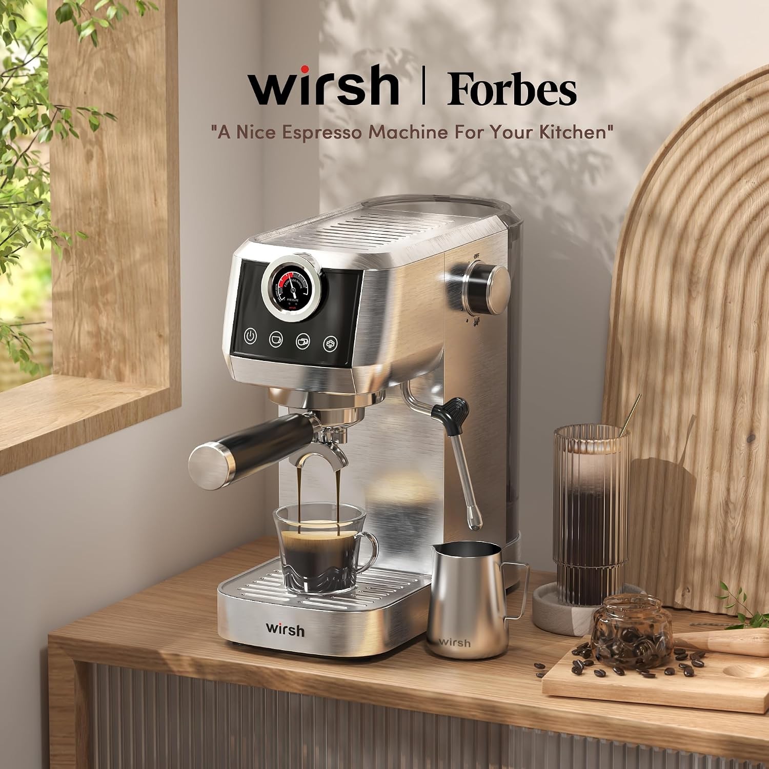Espresso Machine,20 Bar Semi-Automatic Espresso Maker with Milk Frother