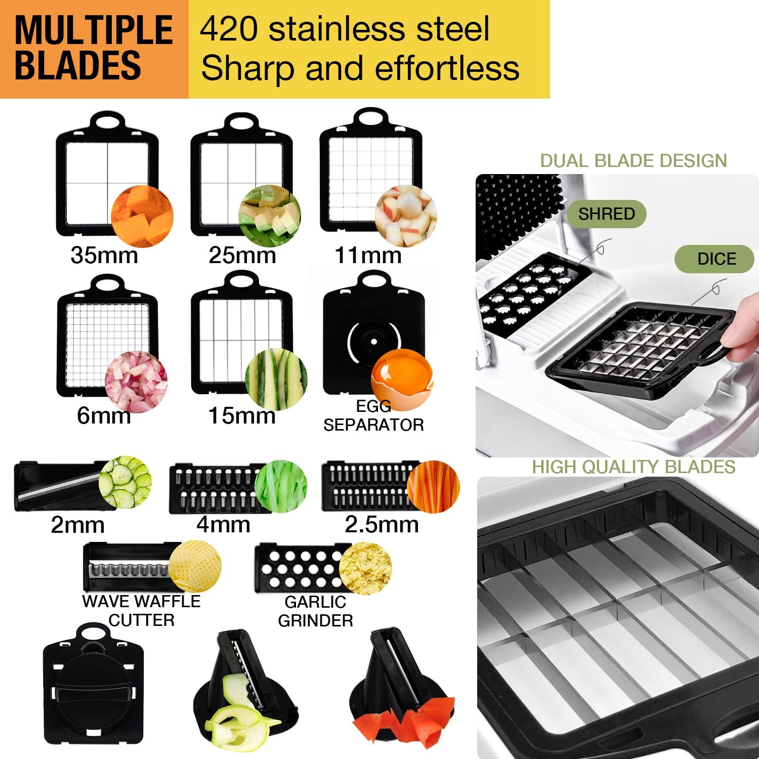 22 in 1 Vegetable Chopper, Multifunctional Food Chopper Dicer One size, White