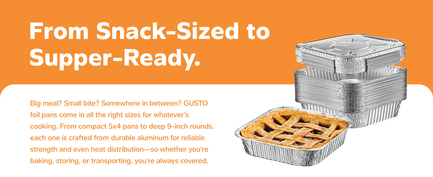 8-Inch Square Aluminum Foil Pans – [25 Sets] (Lids Not Included), Disposable
