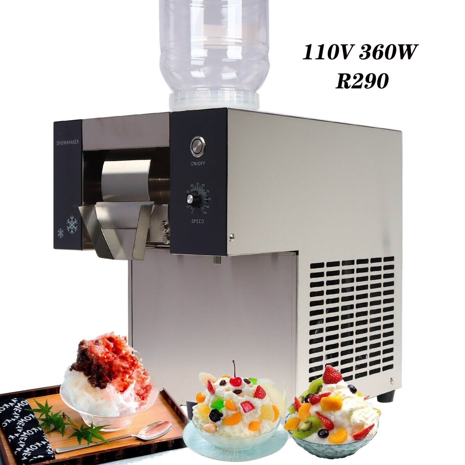 Air Cooling Ice Shaving Machine Snowfake Ice Machine Snow Cone Machine 110V 360W
