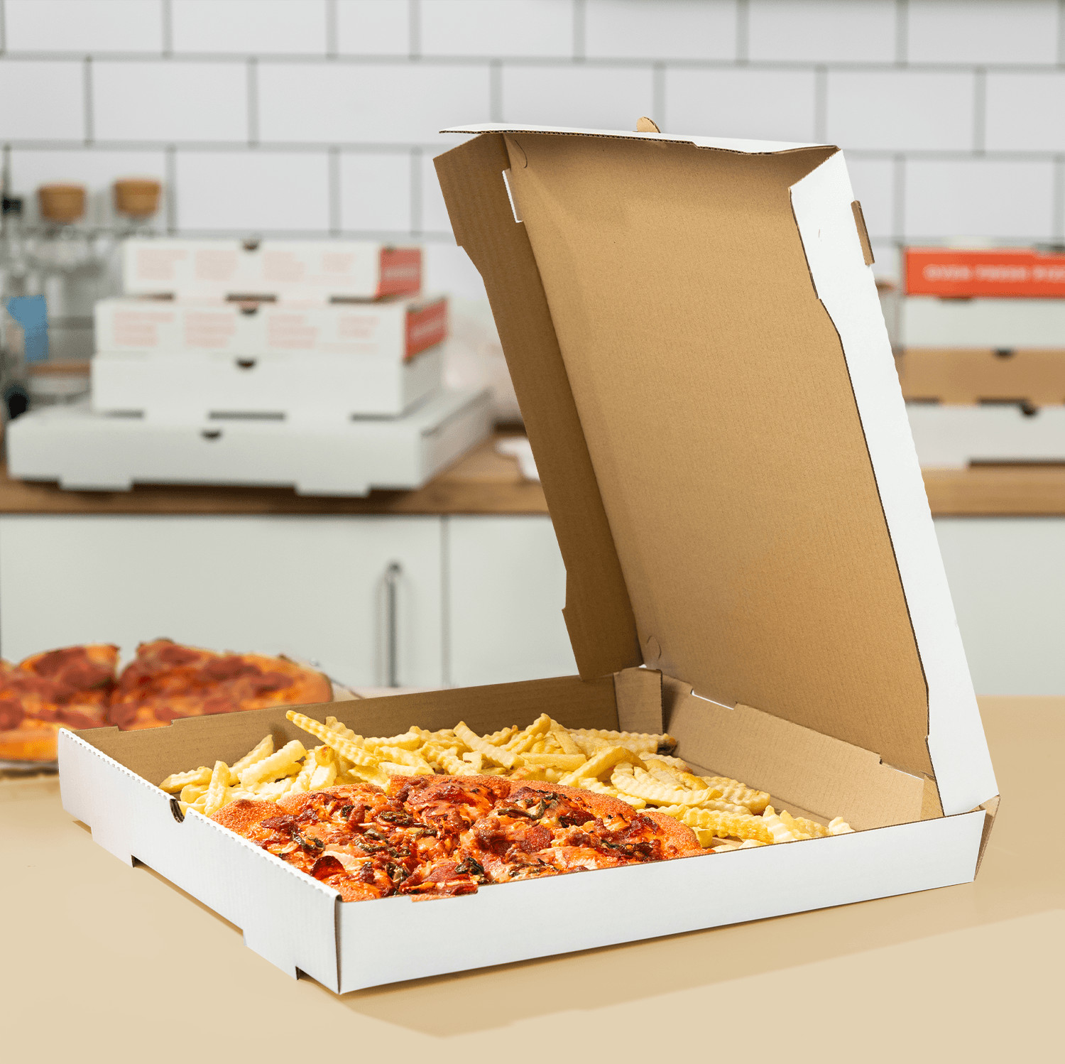 Karat Corrugated Pizza Box, 16»x16»x2», White – 50 pcs, FP-PBF16W
