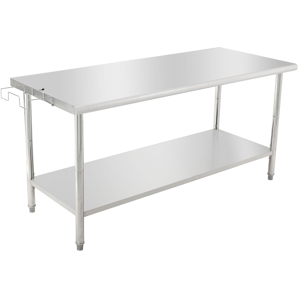 72x30x35 in NSF Stainless Steel Prep Table Adjustable Undershelf Trash Rack