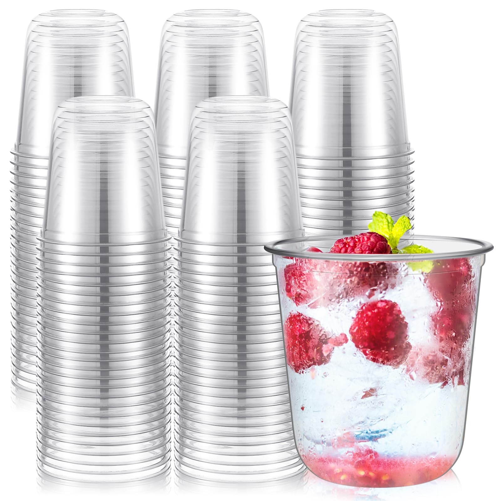 500 Pcs Disposable Stemless Glasses 12oz Crystal Plastic Wine Glasses Clear P…