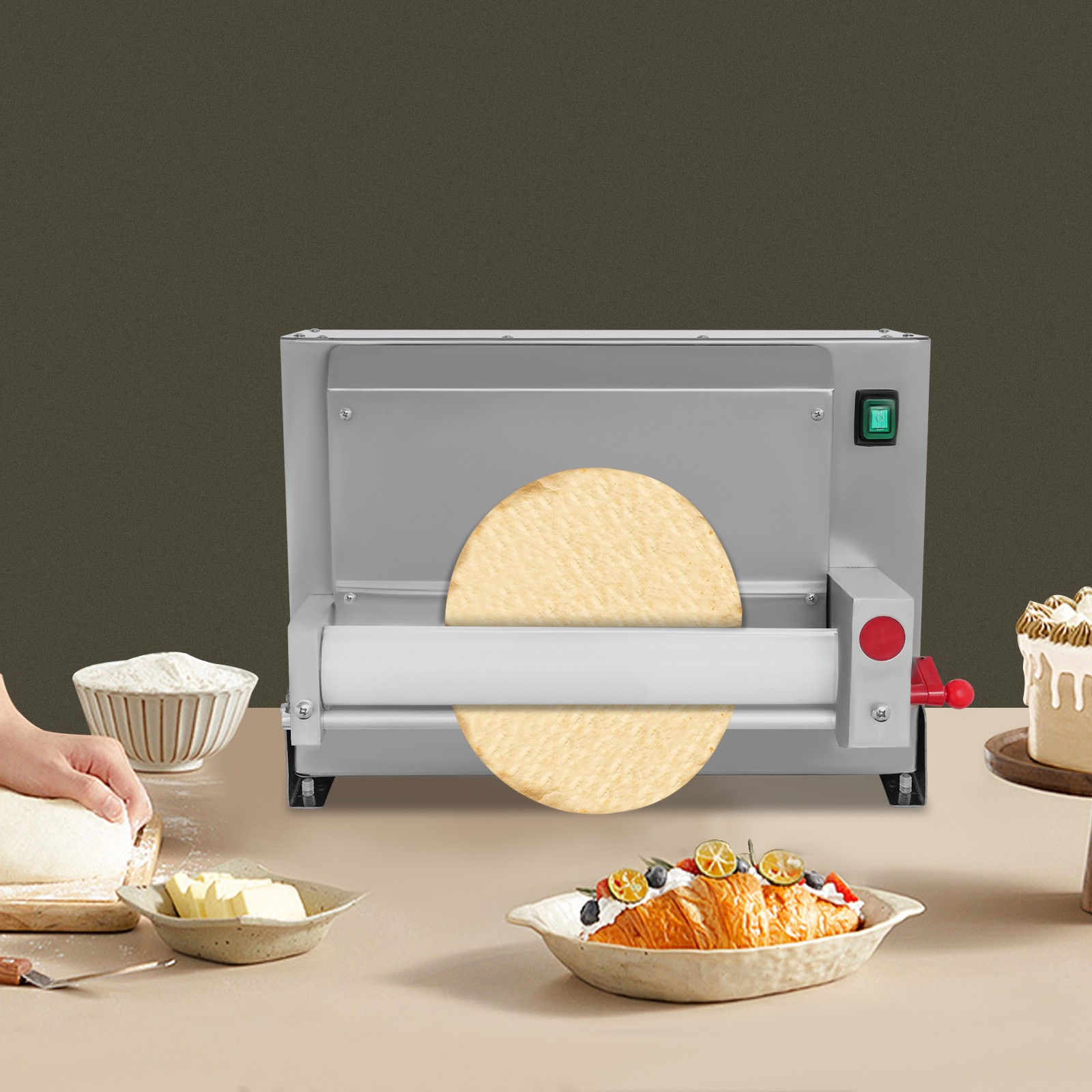 1mm-5.5mm Automatic Pizza Press Shaping Machine Electric Pizza Dough Machine