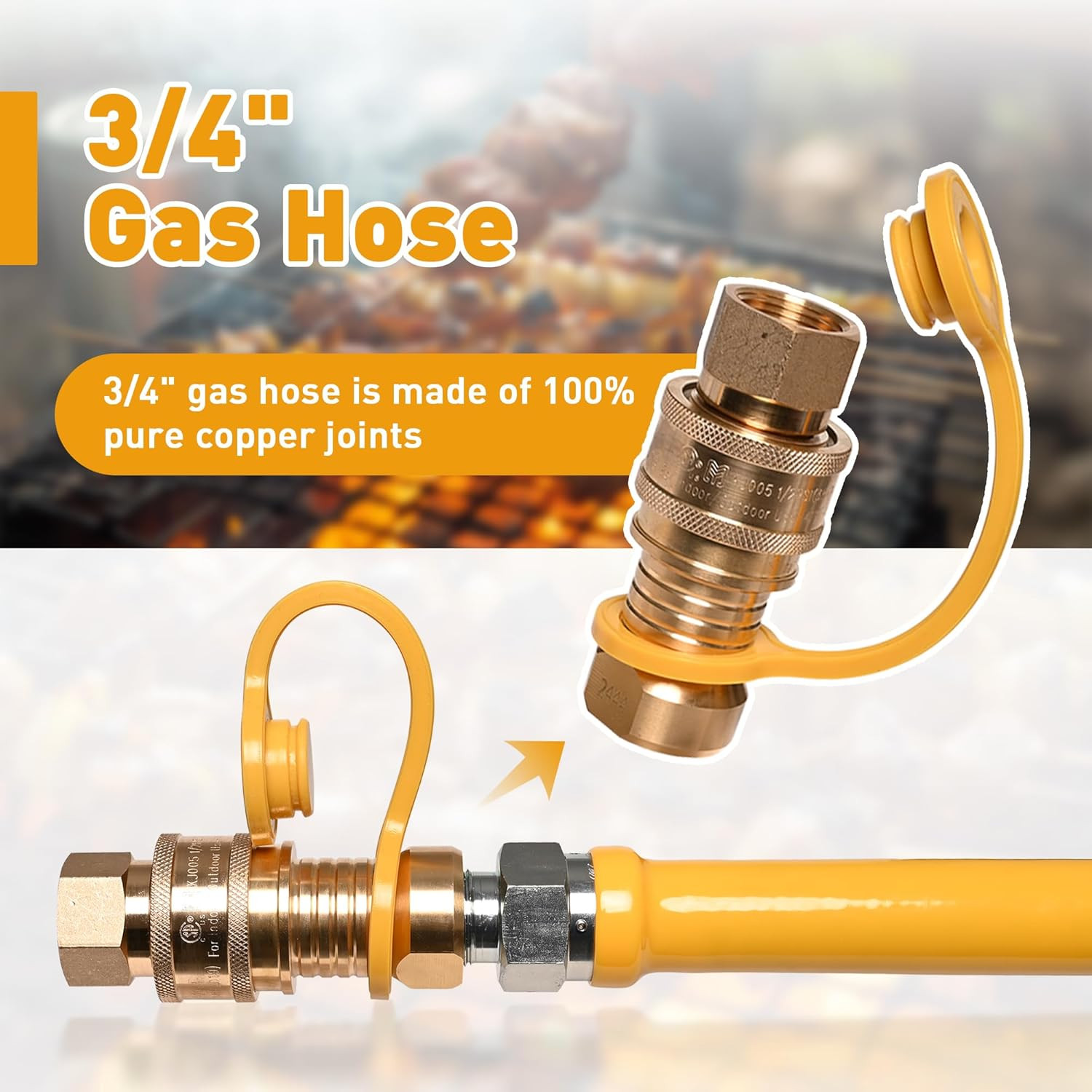 1675Kit48 Safety System Kit, 48″ Gas Hose Connector Kit with Full Port 3/4″ Quic