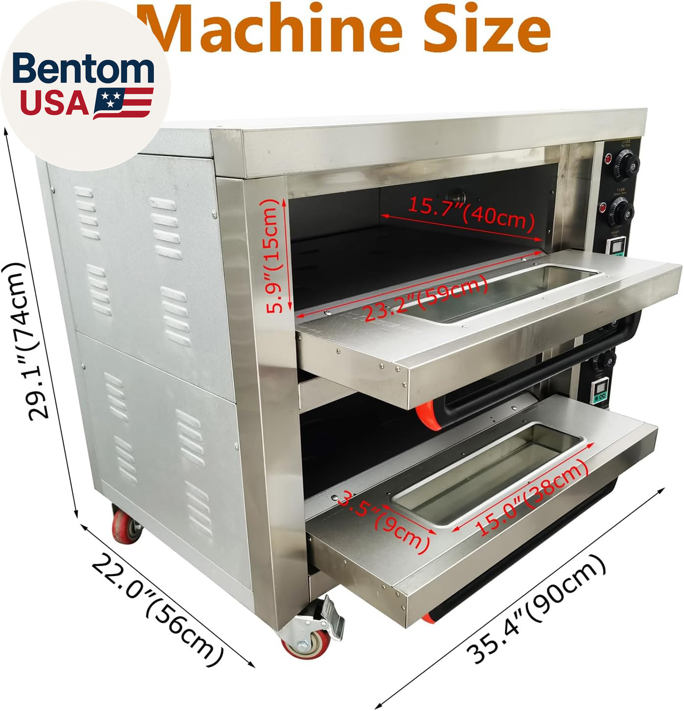 Commercial Pizza Oven Double Deck Movable Electric Pizza Oven Stainless Steel Mu