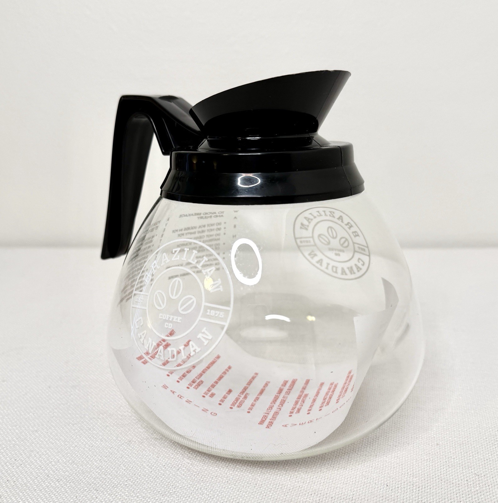 Bloomfield Commercial Regular Coffee Glass Carafe Pot Decanter Black Handle New