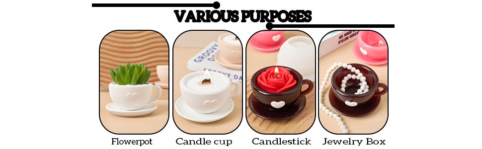 Resin Molds Coffee Cup with Saucer Silicone Mold for Resin Epoxy Casting Candle