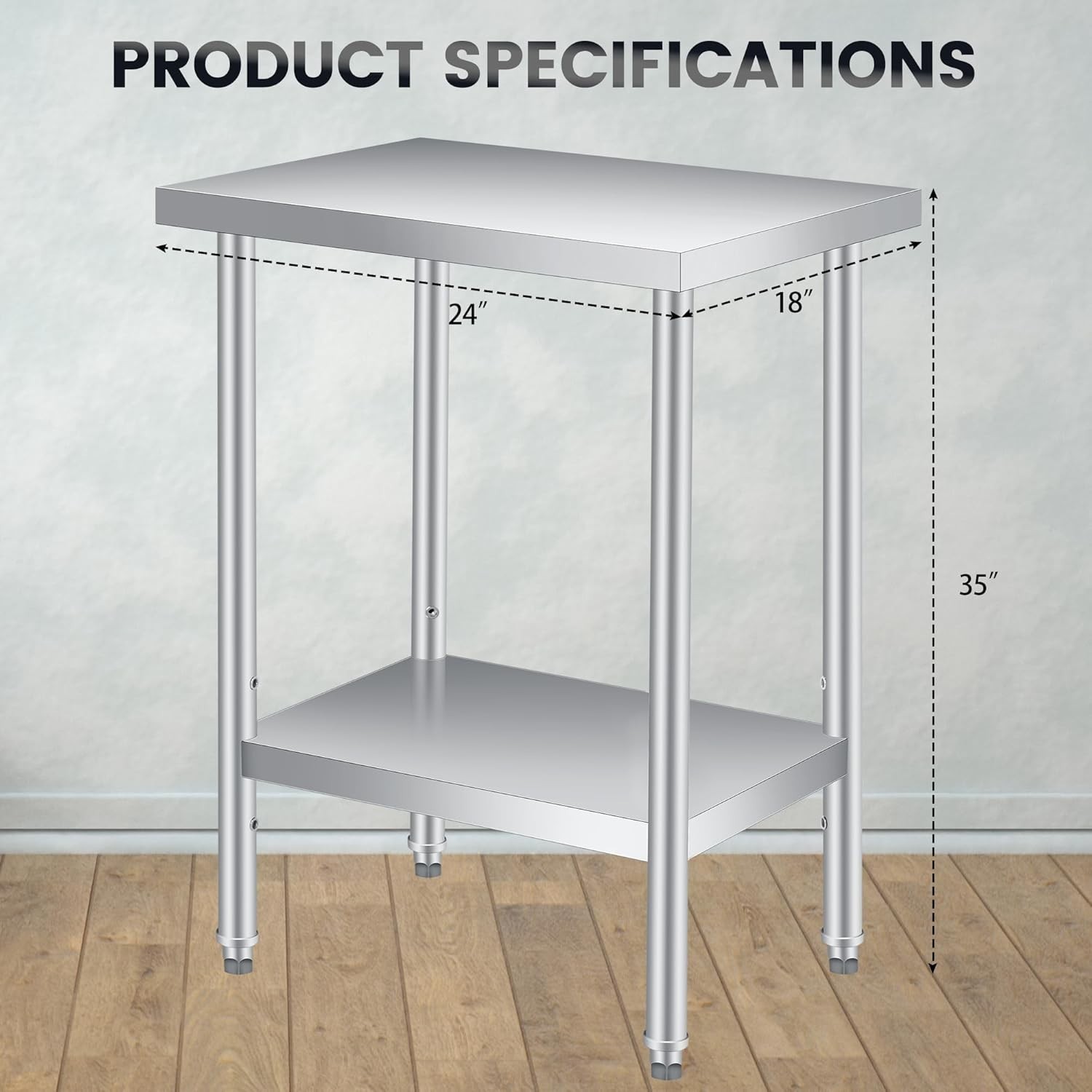 Stainless Steel NSF Commercial Kitchen Work Food Prep Table 12/14/18/24/30 In
