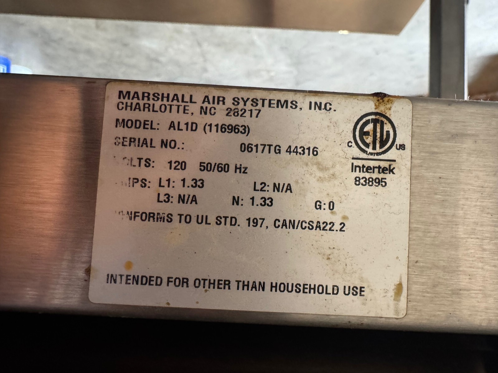 Marshall Air Systems 170525B208 Series 5000 Warming Rack, Work Station/SS Table