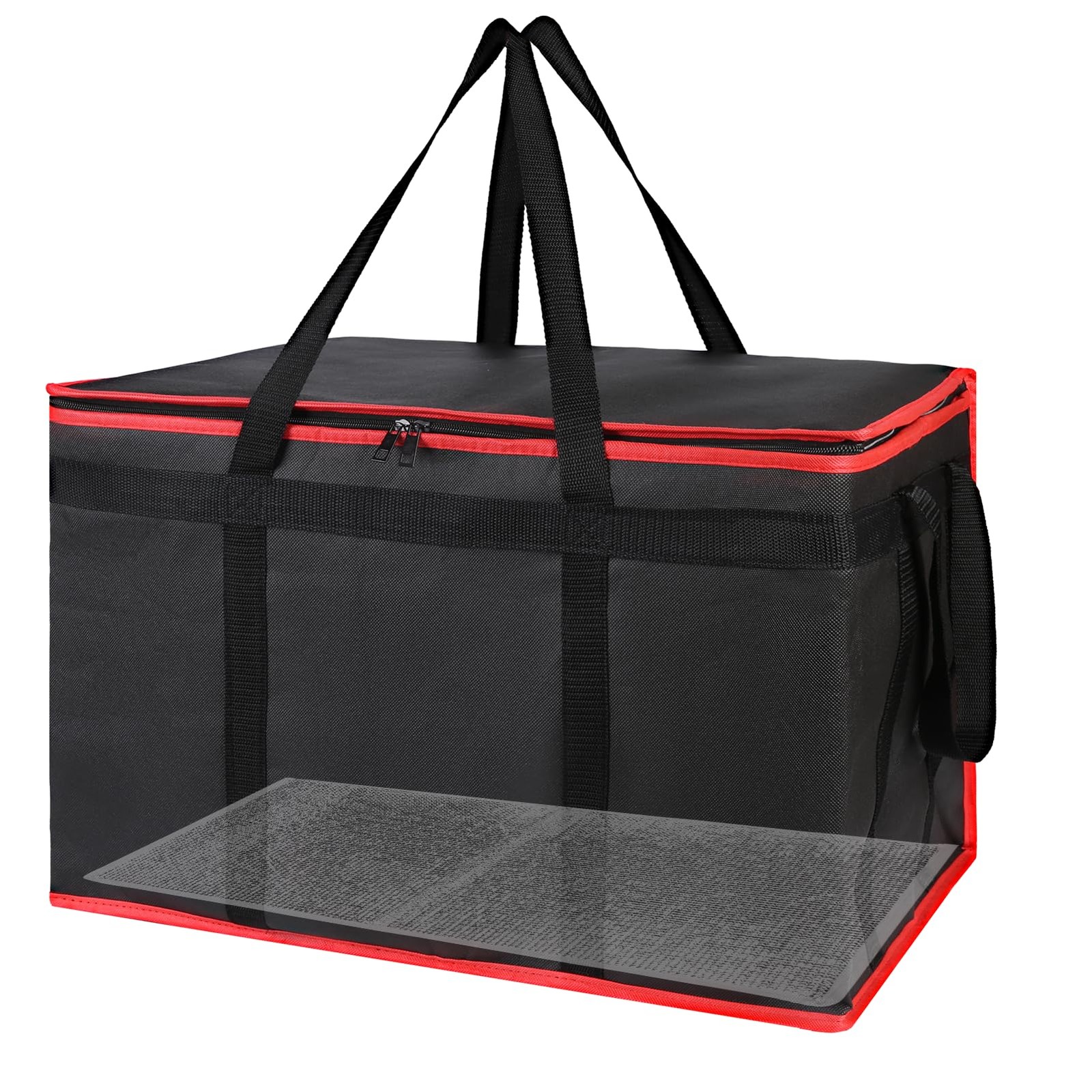 Bodaon Insulated Food Delivery Bag With Hard 3X-Large（79L）, Black-red Edge