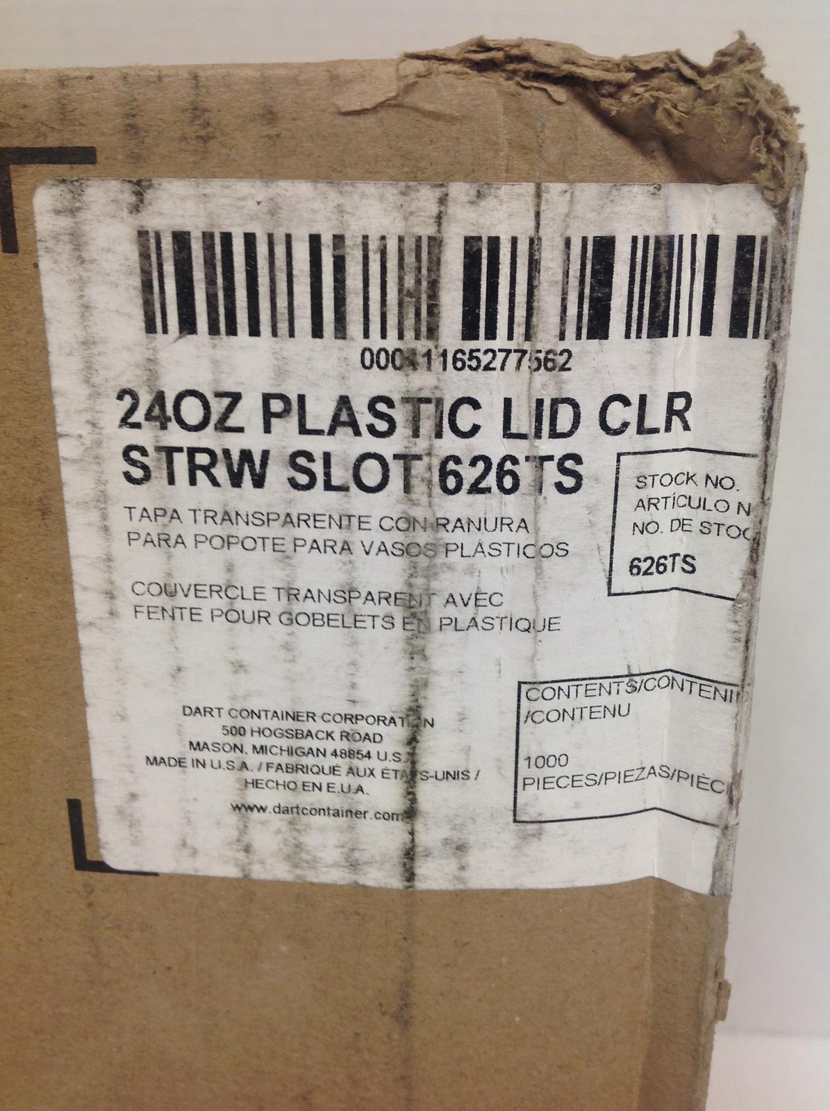 NEW Dart 626TS 24Oz Plastic Lid Clear Straw Slotted, 1000/Box, FREE SHIPPING