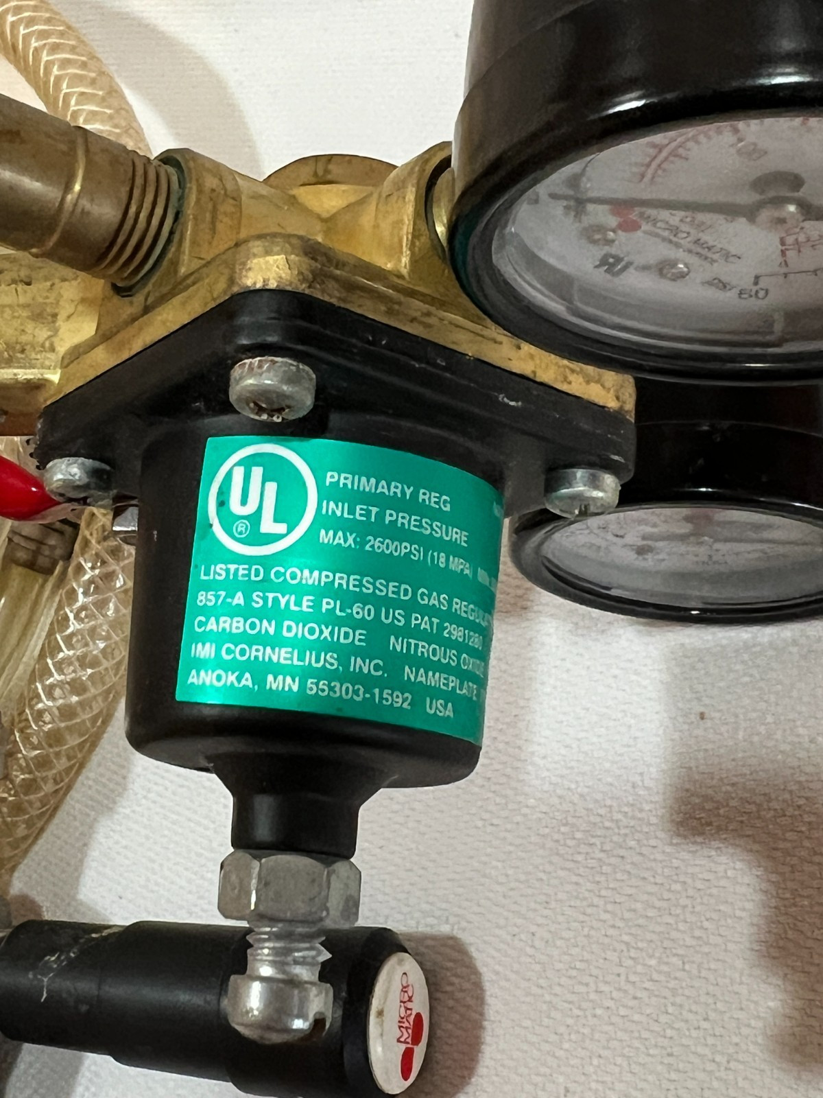 Micro Matic Compressed Gas regulator PL 60 with Beer Keg Coupler