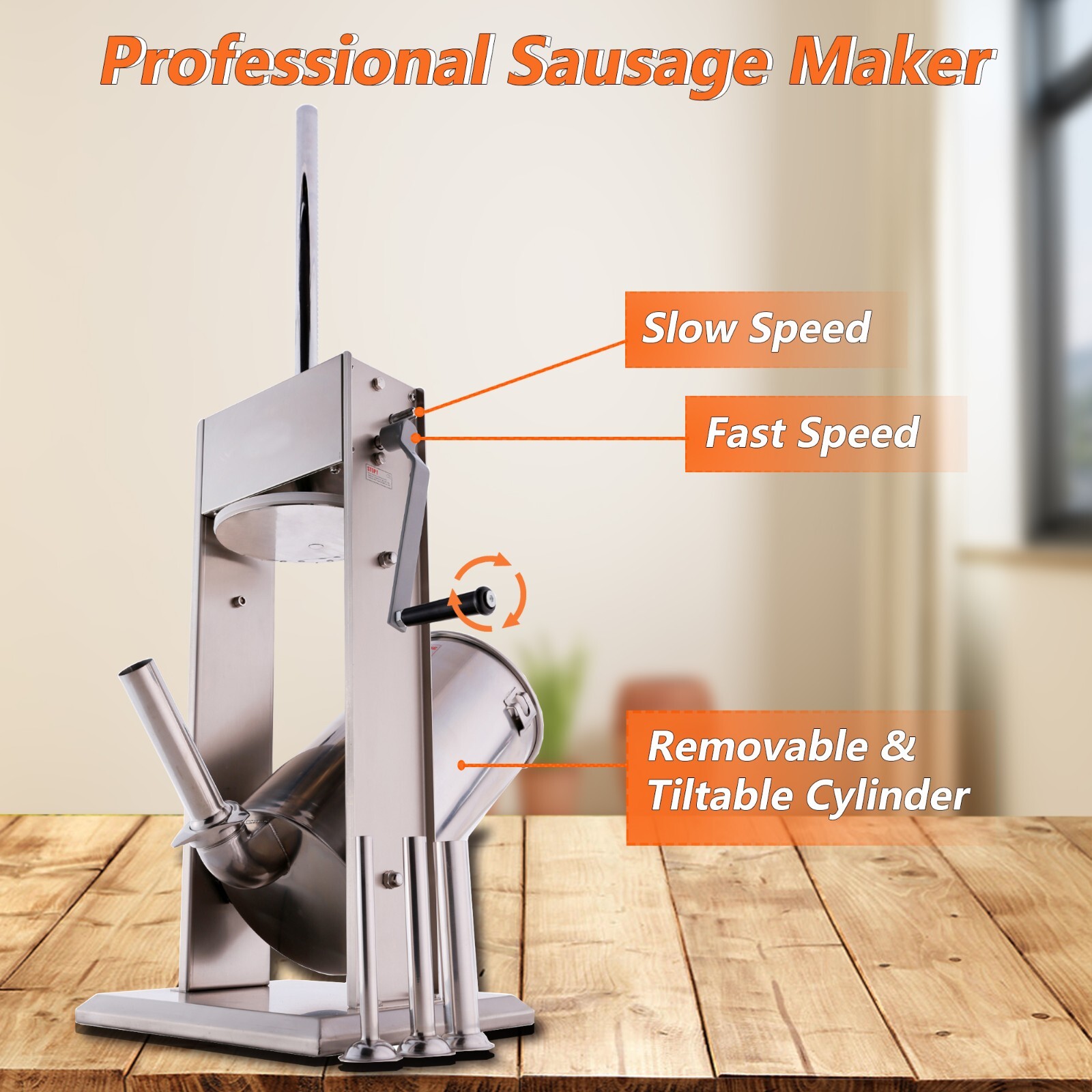 New Hakka 11 Lb/5 L Sausage Stuffer Vertical Stainless Steel Meat Press Filler