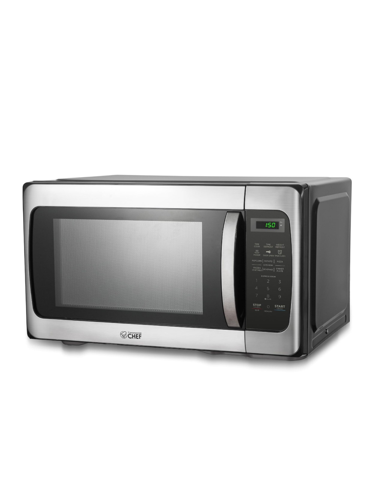 COMMERCIAL CHEF 1.1 Cu Ft Microwave with 10 Cubic Feet, Stainless Steel