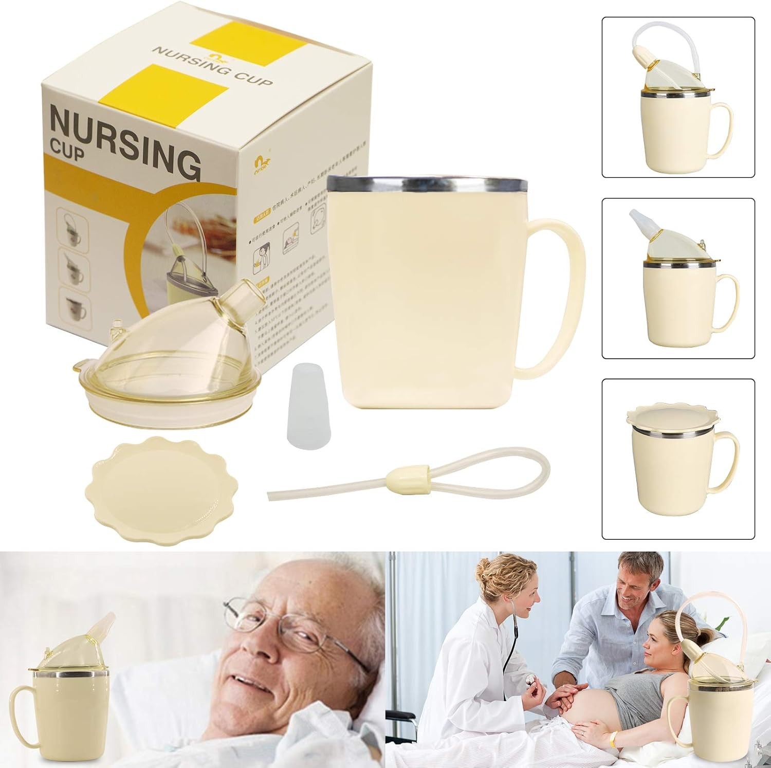 KIKIGOAL Convalescent Feeding Cup, 1 Count (Pack of 1), Stainless Steel