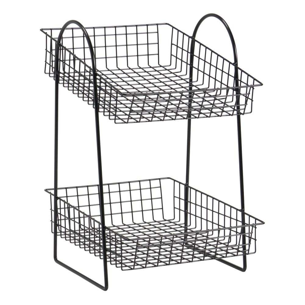 HUBERT Black Wire 2-Tier Basket Stand – 10 1/4″L x 13″W x 17 1/2″H