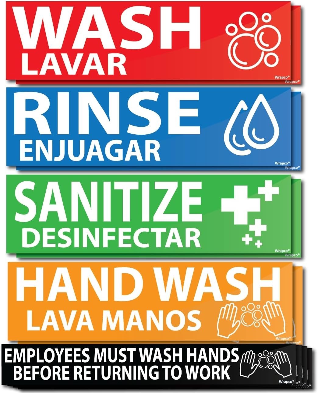 12 Pack Wash Rinse Sanitize Sink Labels Stickers, Hand Wash Sink Sign, 3 comp…