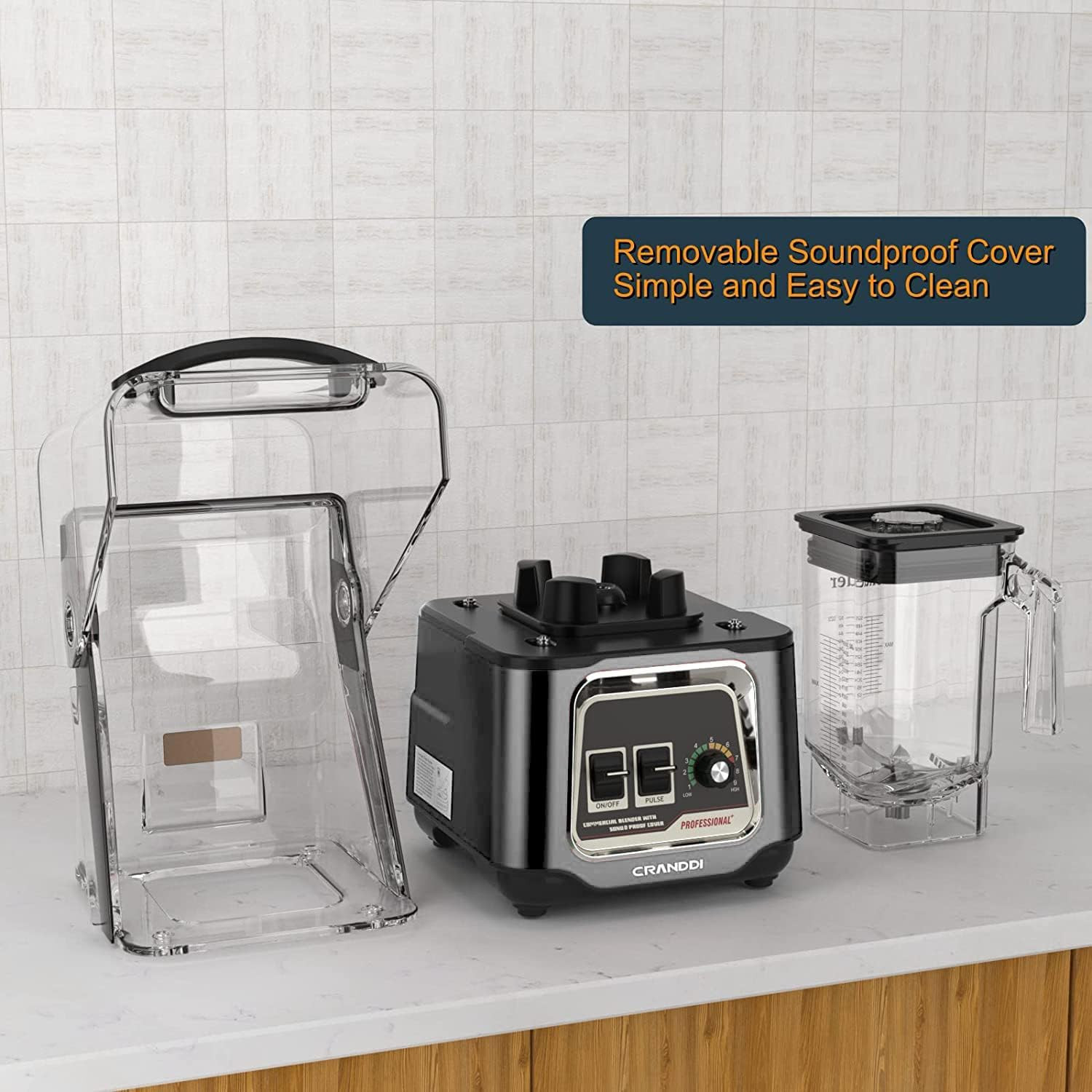 2200W Commercial Blender – Quiet Smoothie & Ice Crusher, 52Oz Capacity