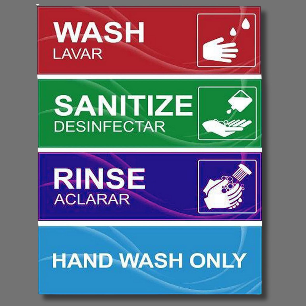 Wash Rinse Sanitize Stickers Great for Restaurants Commercial Kitchens 3 Sink