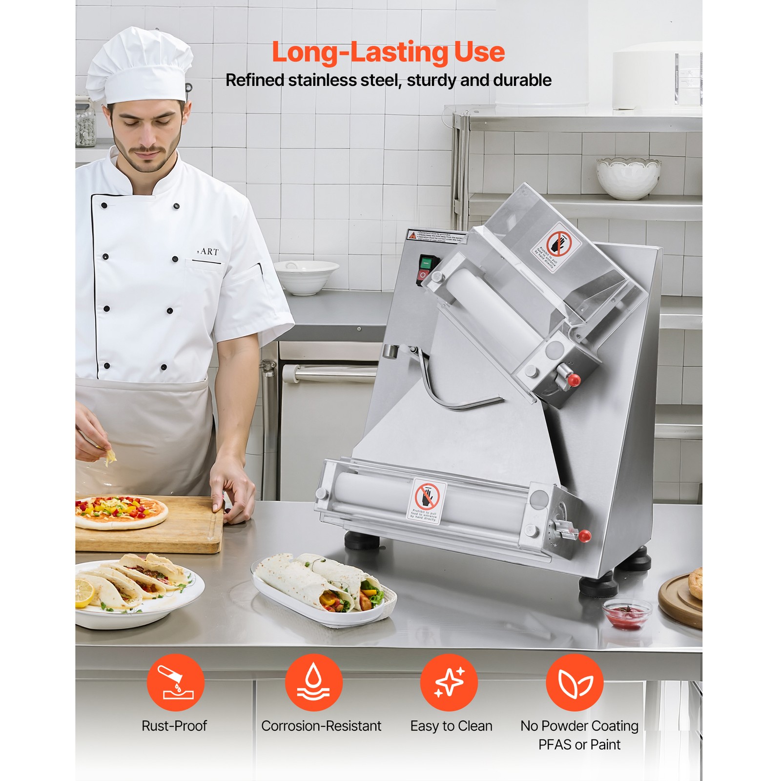 Uimoso 3-14″ Automatic Dough Roller Machine Commercial 370W Dough Press Maker