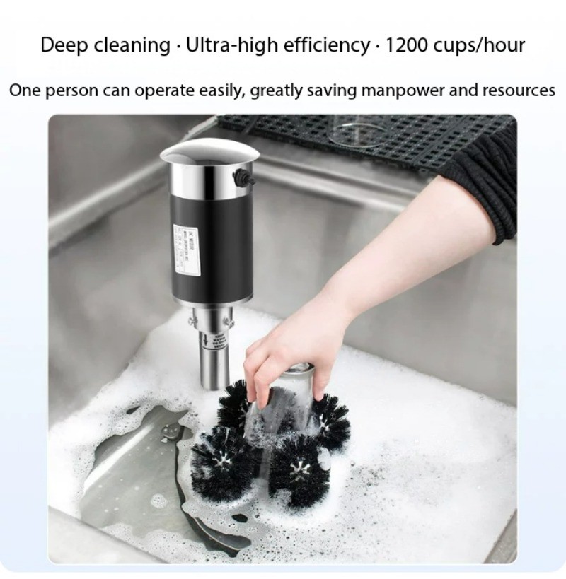 Commercial Electric Cup Scrubber for Bars – Automatic Glass Cup Cleaning Device