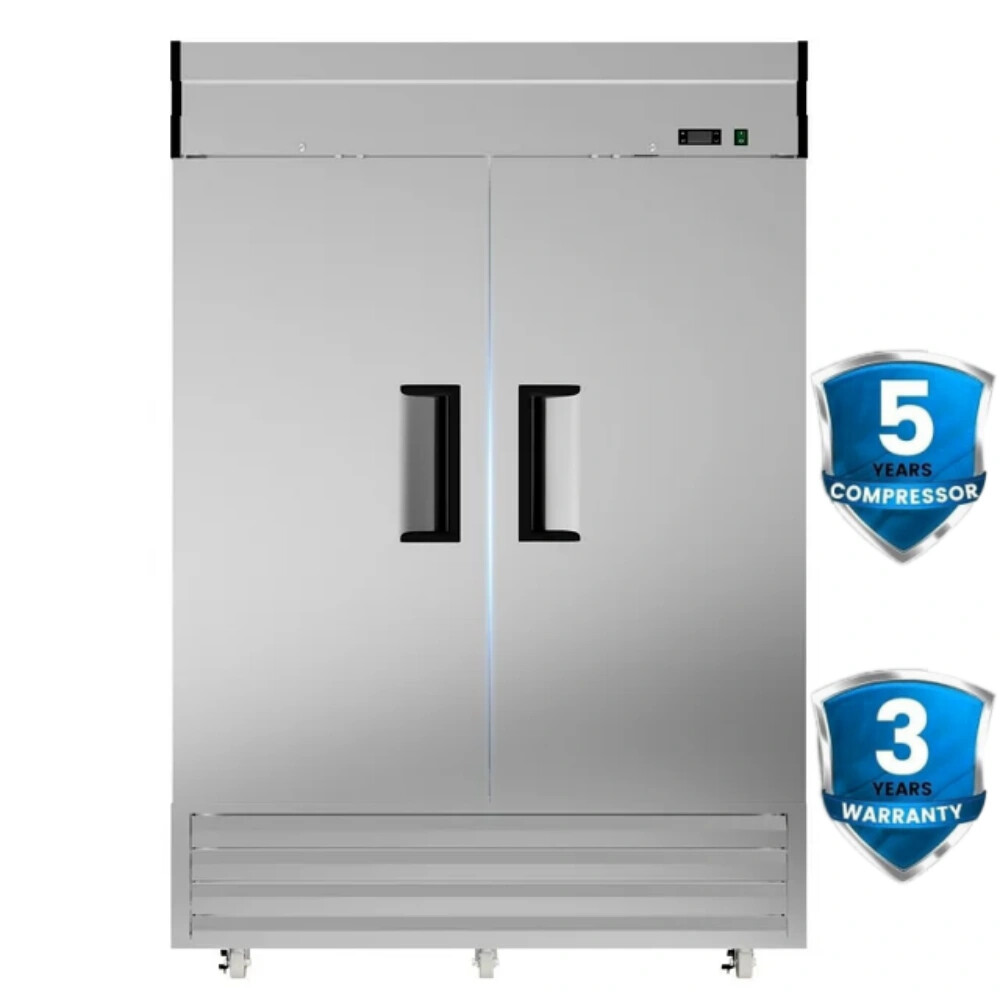 New 54» Reach-In Commercial Refrigerator Stainless Steel 2 Solid Doors 49 Cu.Ft