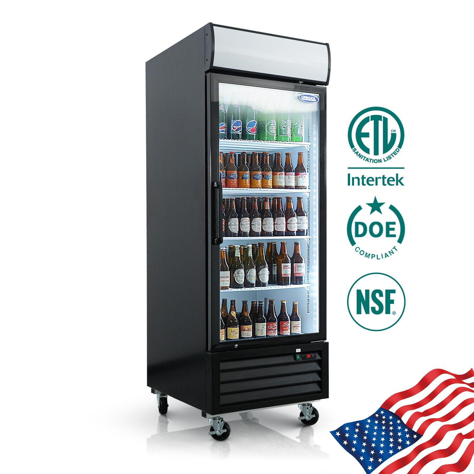 27″Commercial Display Refrigerator with 1 Glass Door – 20 Cu.ft Capacity LED
