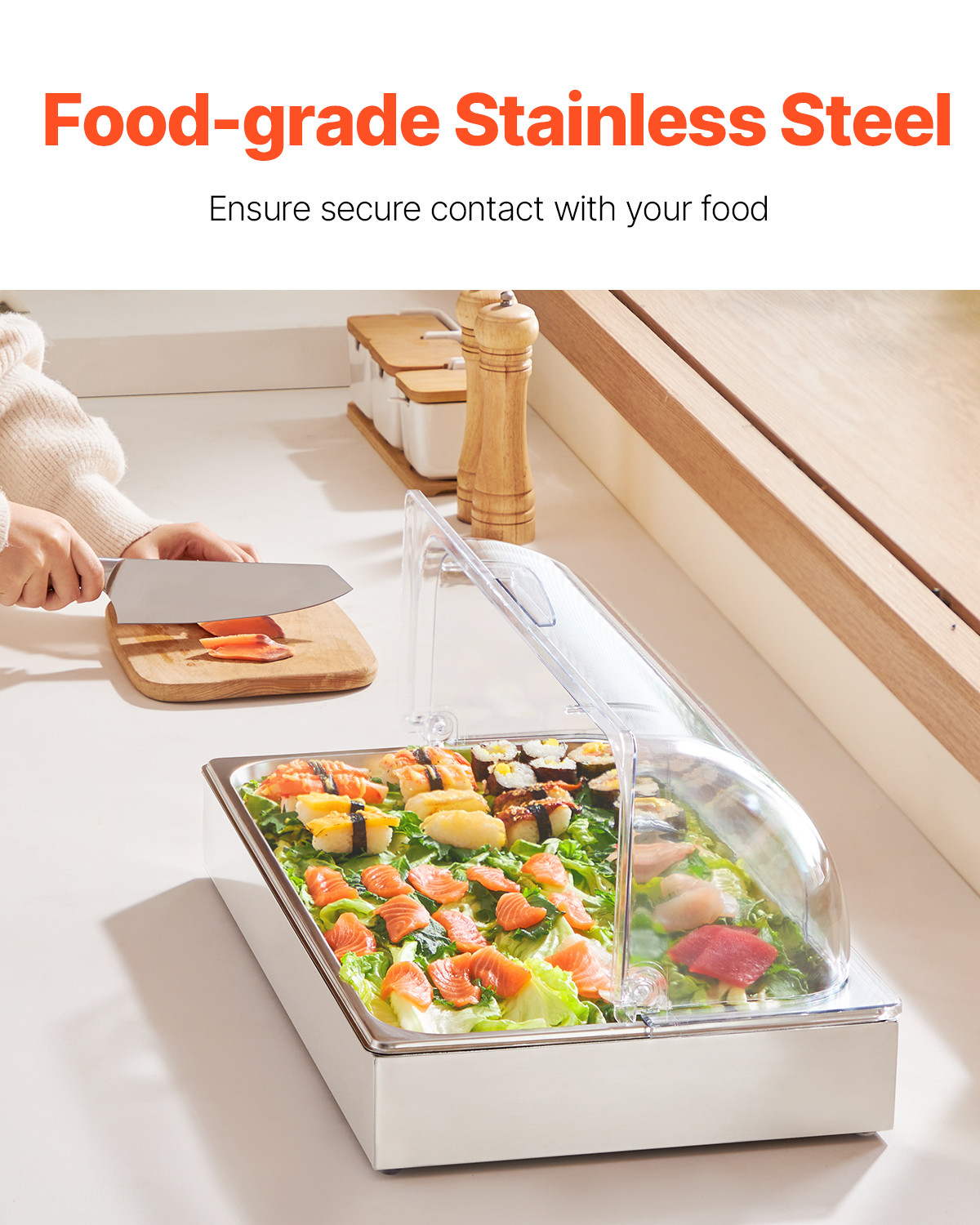 Countertop Food Serving Display Container Condiment Dispenser Tray with Lid