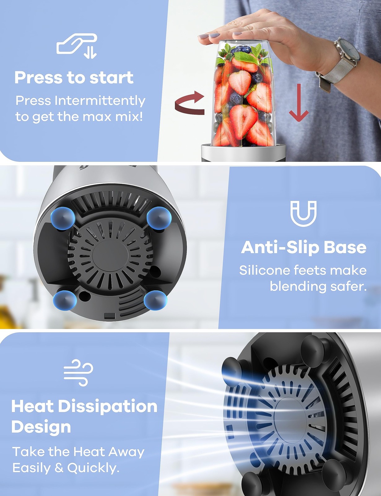 Ganiza Smoothie Blender, 900W Blenders for Shakes and standard, Black