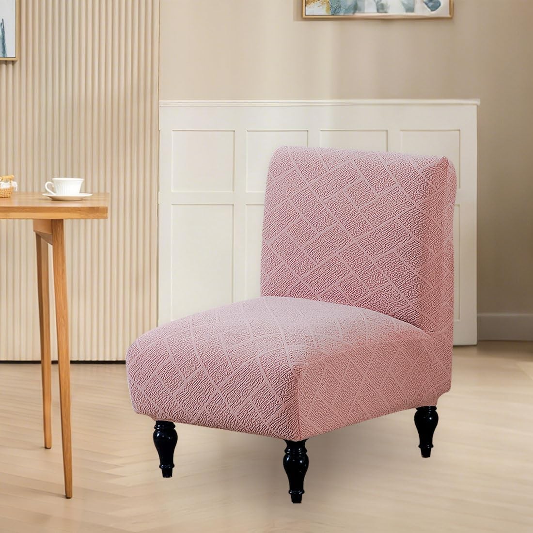 Armless Accent Chair Cover Stretch Slipper Chair Cover Without Arms Jacquard