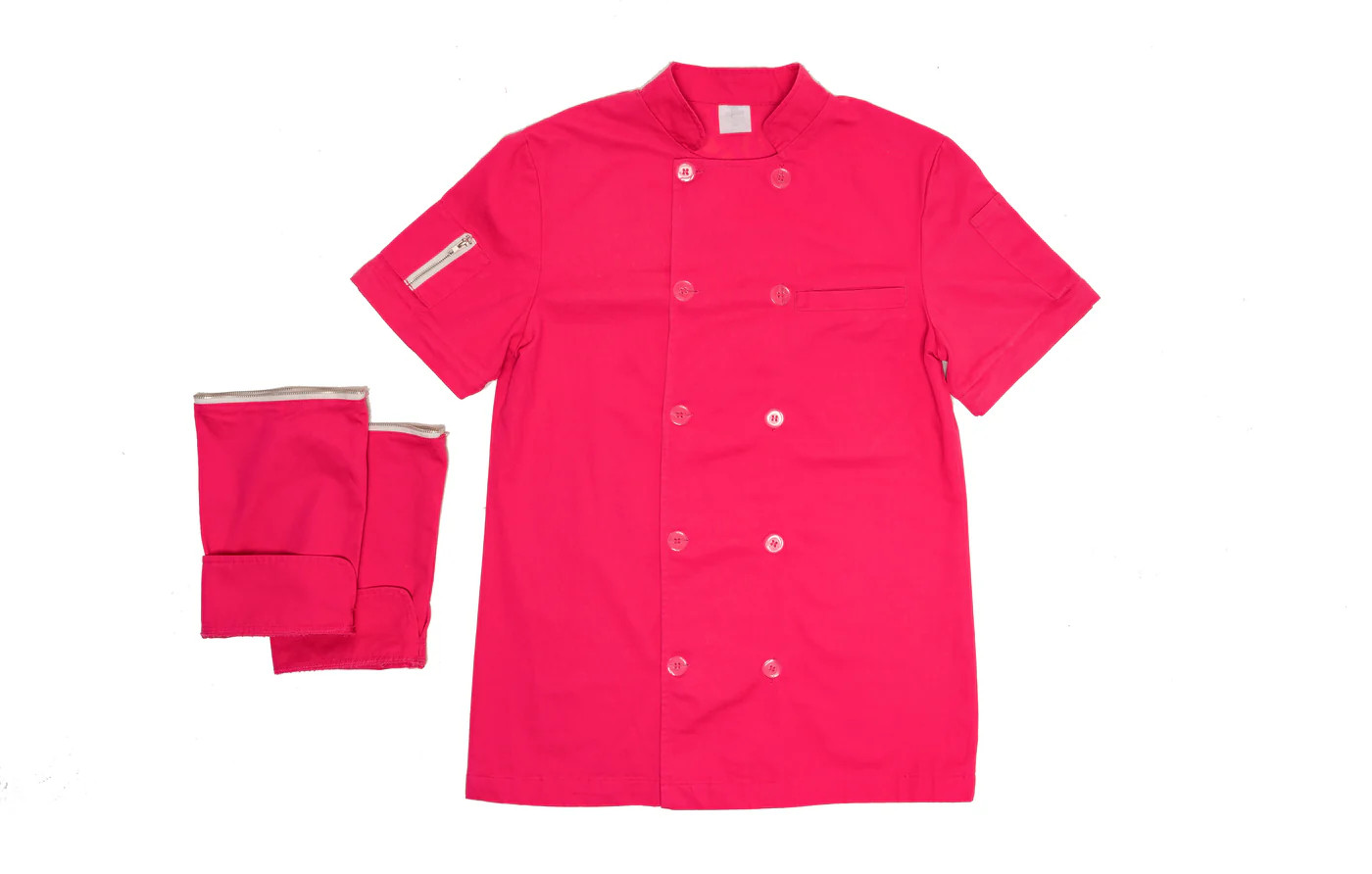 Pink Women’s Chef Coat Jacket Removable Sleeves Cuisine Collision SMALL