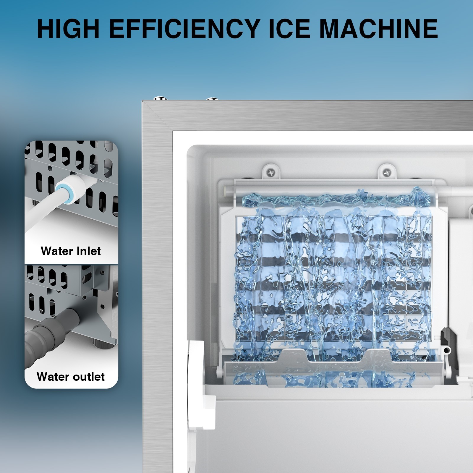 Commercial Ice Maker Freestanding Stainless Steel Under Counter Ice Machine