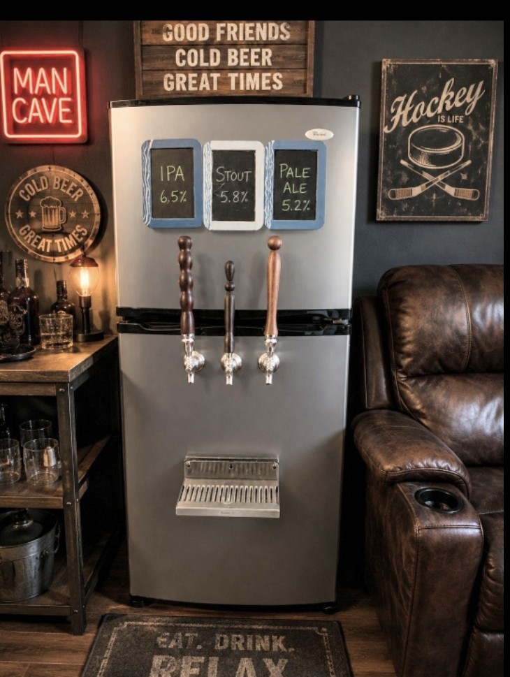 Working Kegerator Beer Dispenser w/ CO₂ Tank & Custom Wood Tap Handles –…