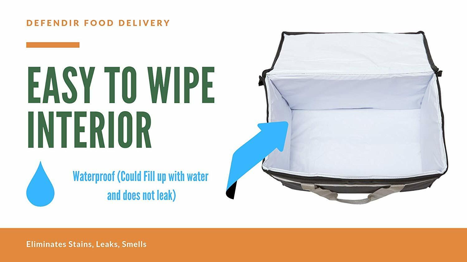 Defendir Insulated Food Delivery Bag Hot & Cold Travel Storage Ubereats doordash