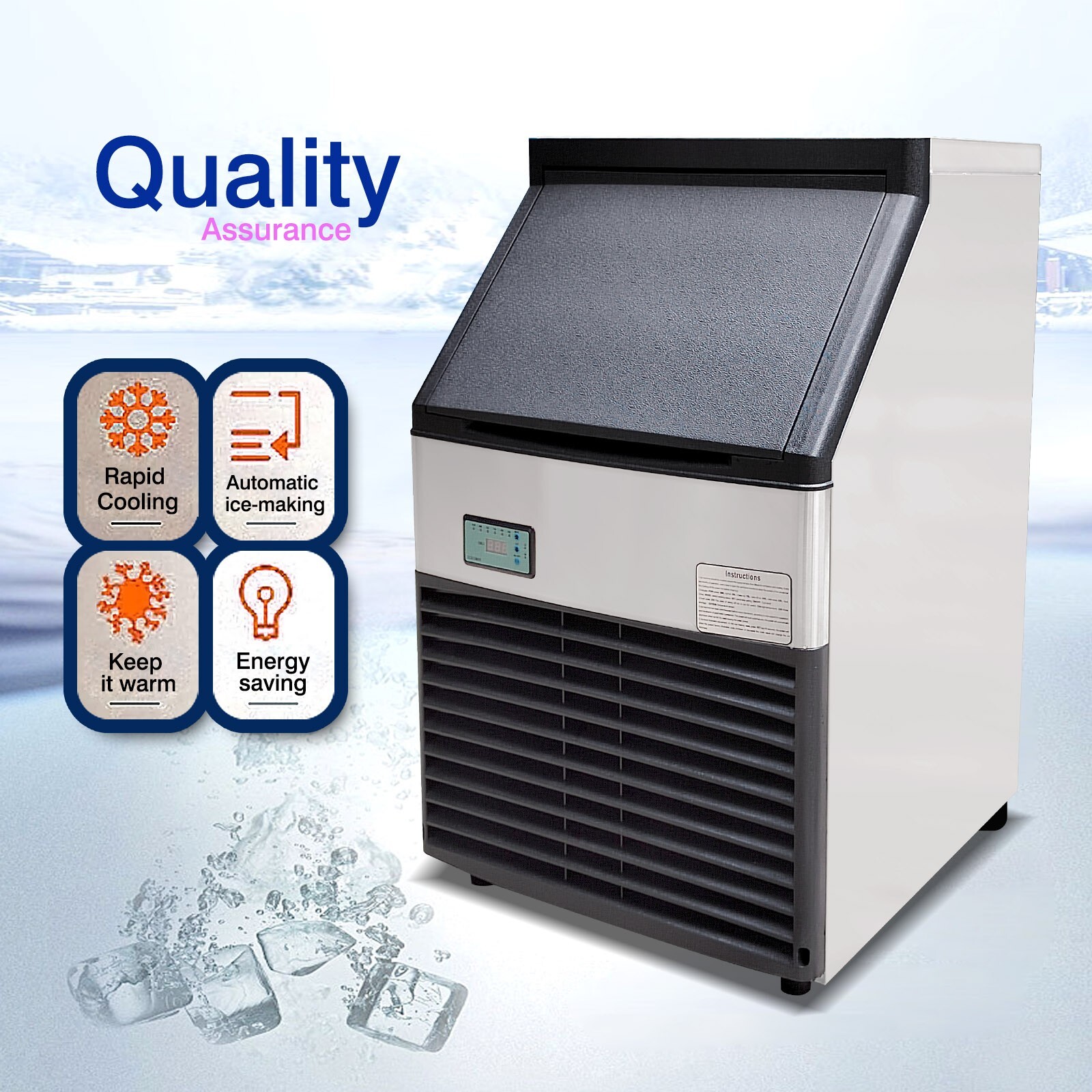 Commercial Ice Cube Maker Cube Ice Machine Automatic Ice Machine-132 LBS/Day