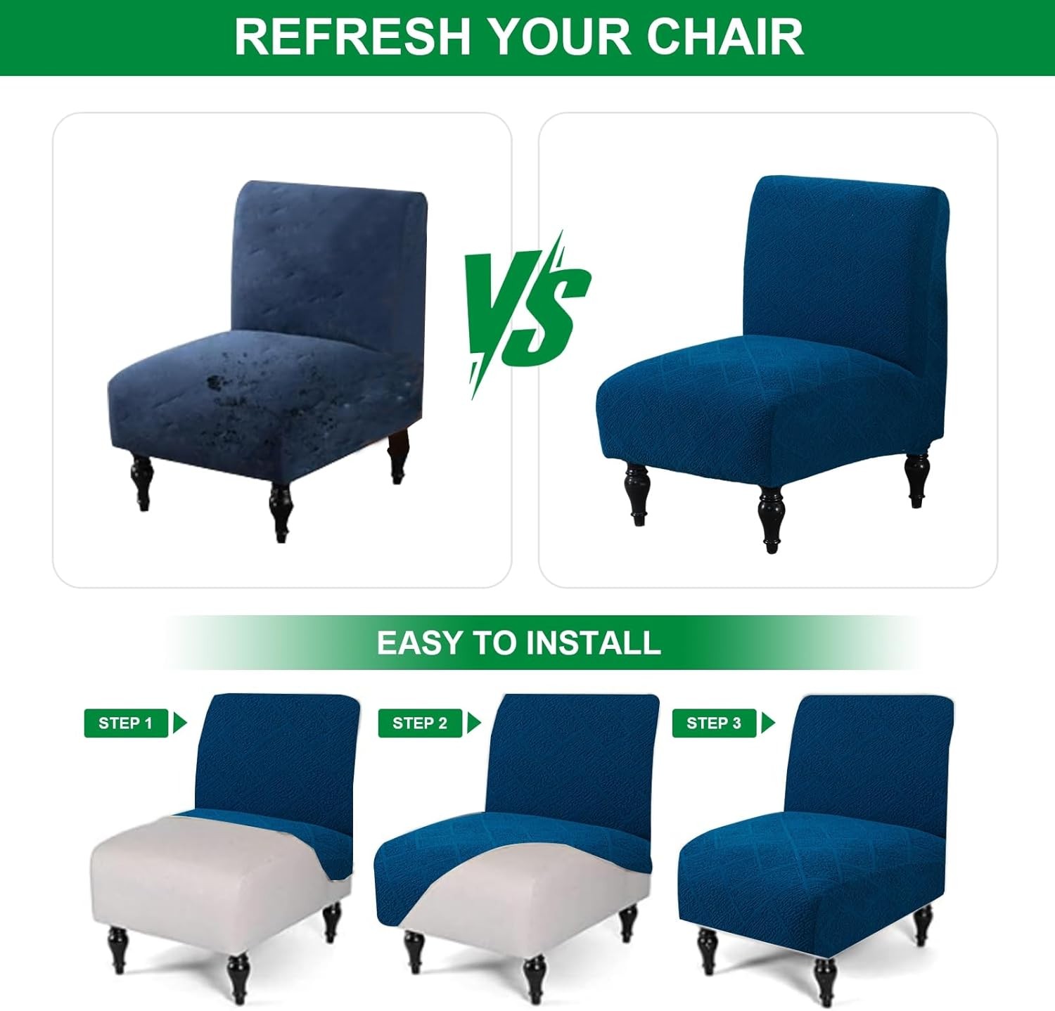 Armless Accent Chair Cover Stretch Jacquard Accent Chair Covers Without Arms