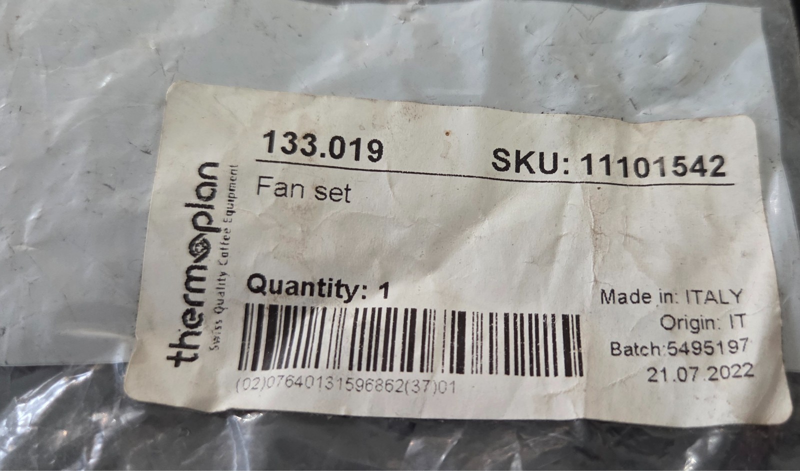 Thermoplan Mastrena II Fan Set OEM 133.019 / SKU 11101542 – New