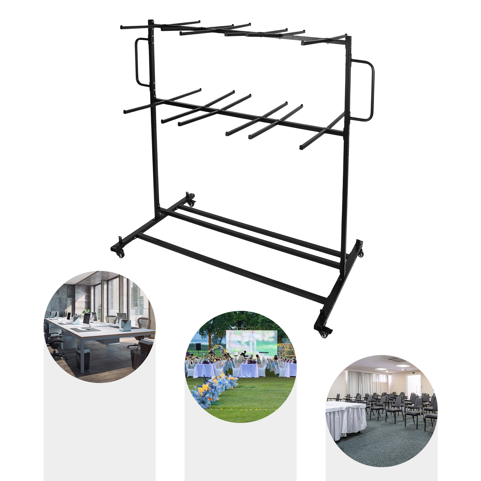 84 Chairs Folding Chair Cart Heavy Duty Mobile Stackable Chair Table Dolly NEW