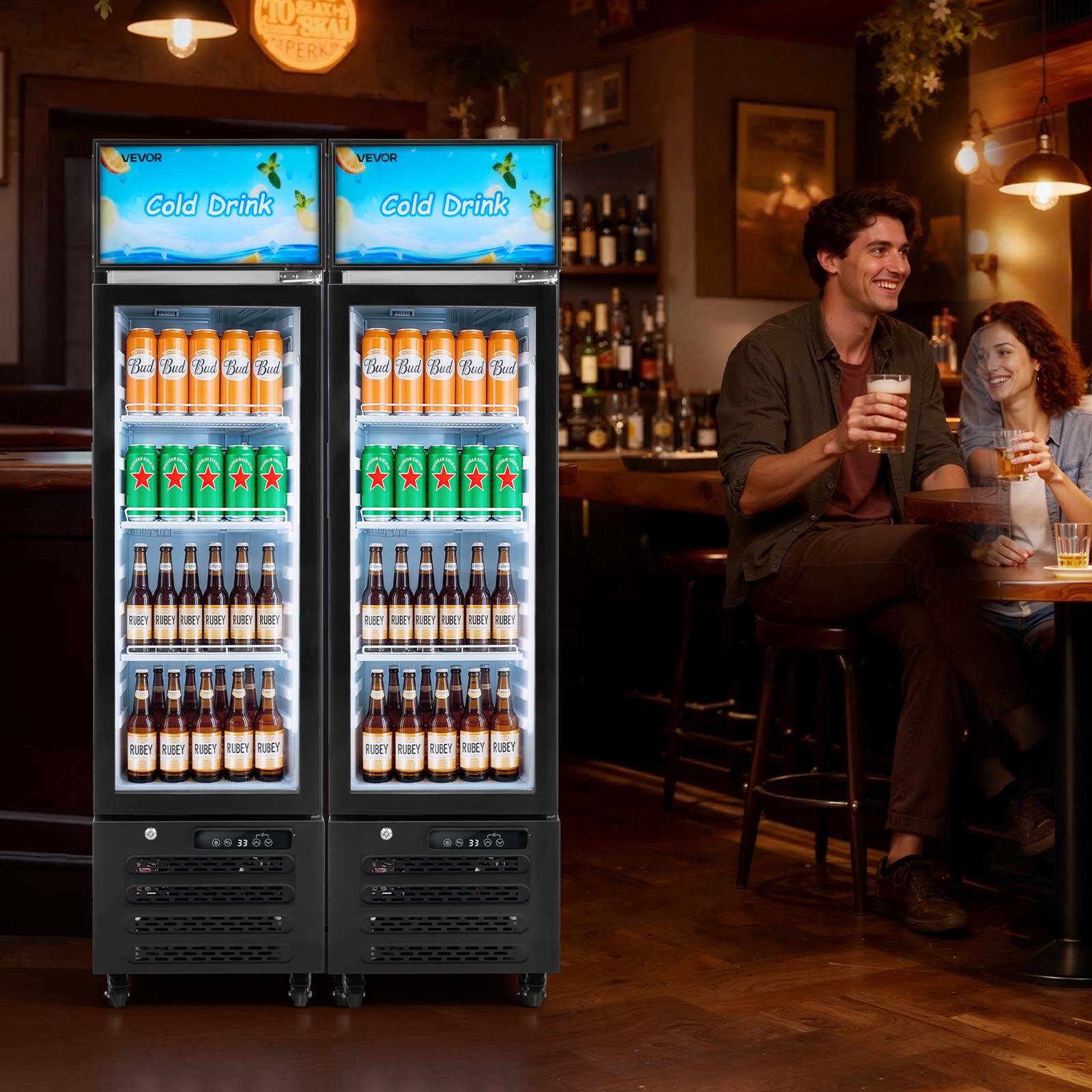 VEVOR Commercial Merchandiser Refrigerator 6.1 Cu.Ft Upright Beverage Cooler