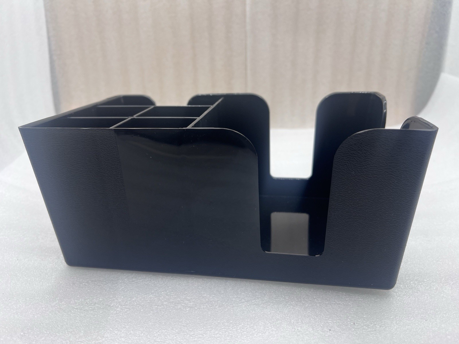 Choice 6-Compartment Bar Caddy Black Plastic Countertop Organizer Napkins Straws