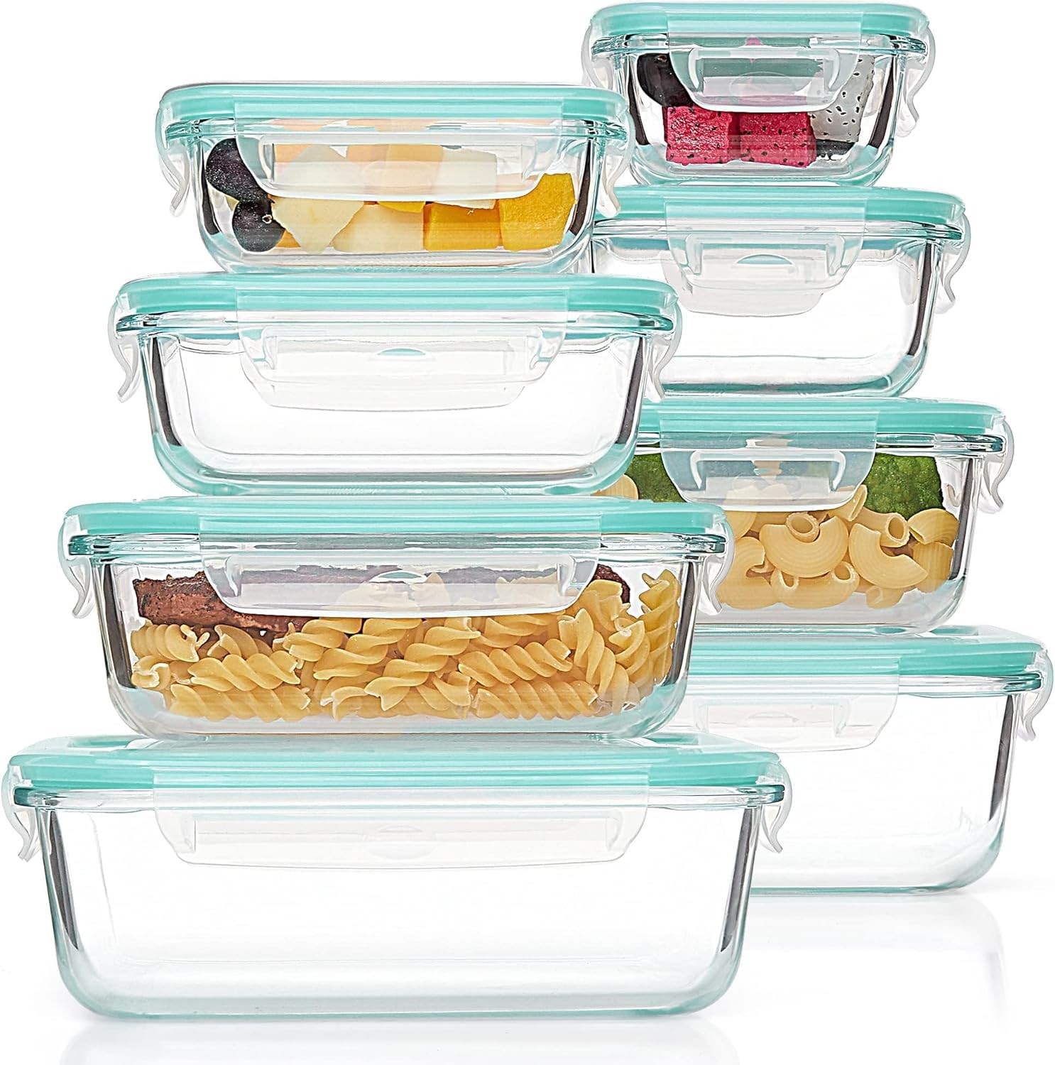 Vtopmart 8 Pack Glass Food Storage Containers Airtight Lids Glass Meal Prep