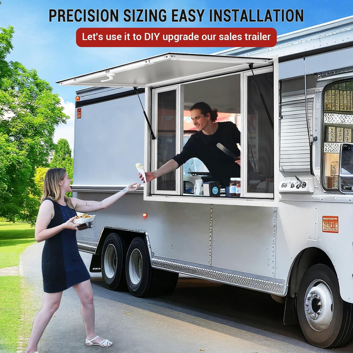 45″ W x 30″ Concession Window Aluminum Alloy with Awning & 4 Screen Windows