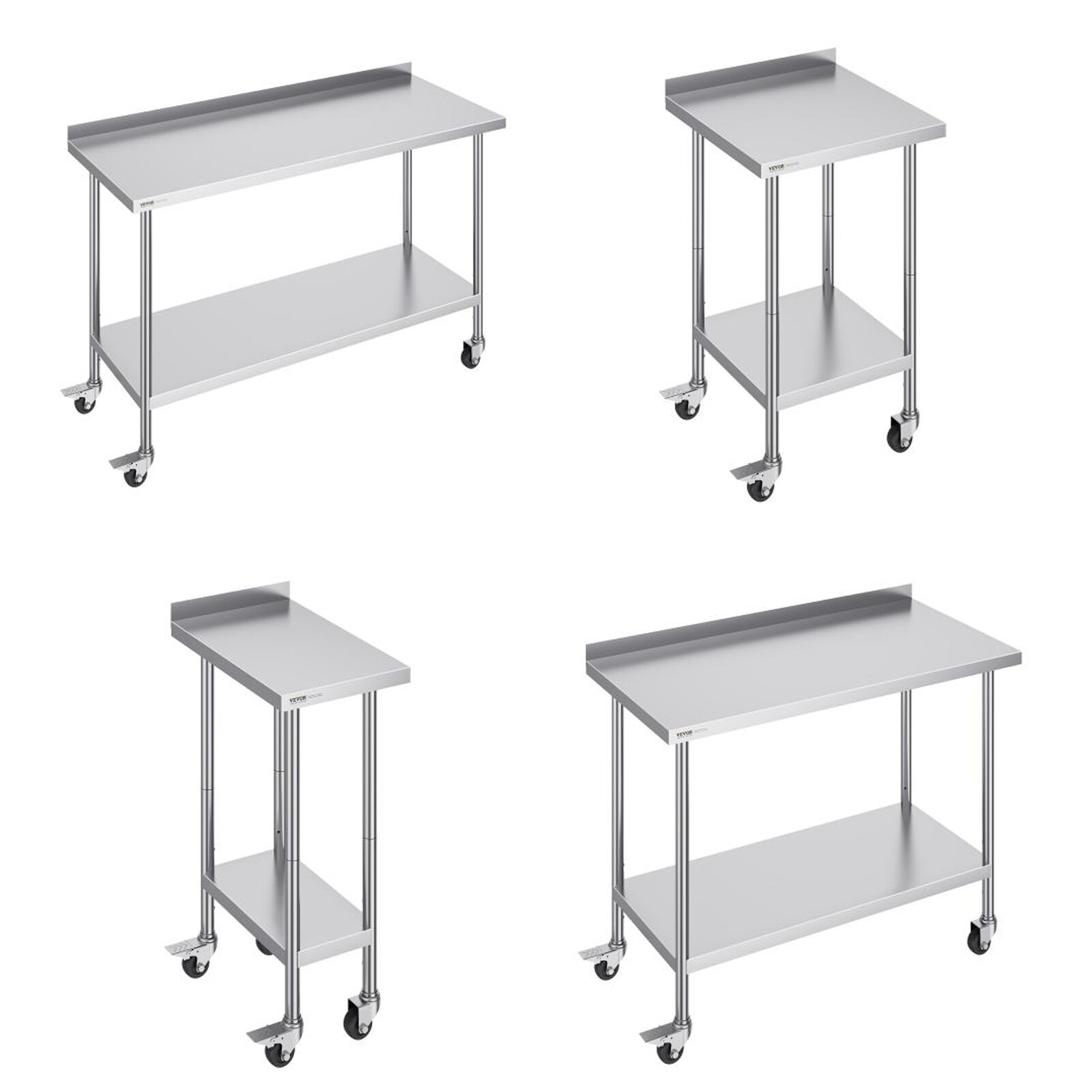 VEVOR Stainless Steel Work Table Commercial Food Prep 24×24/15/30/36/48/60 in